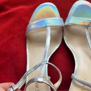 Nine West heeled sandals with frontal straps.